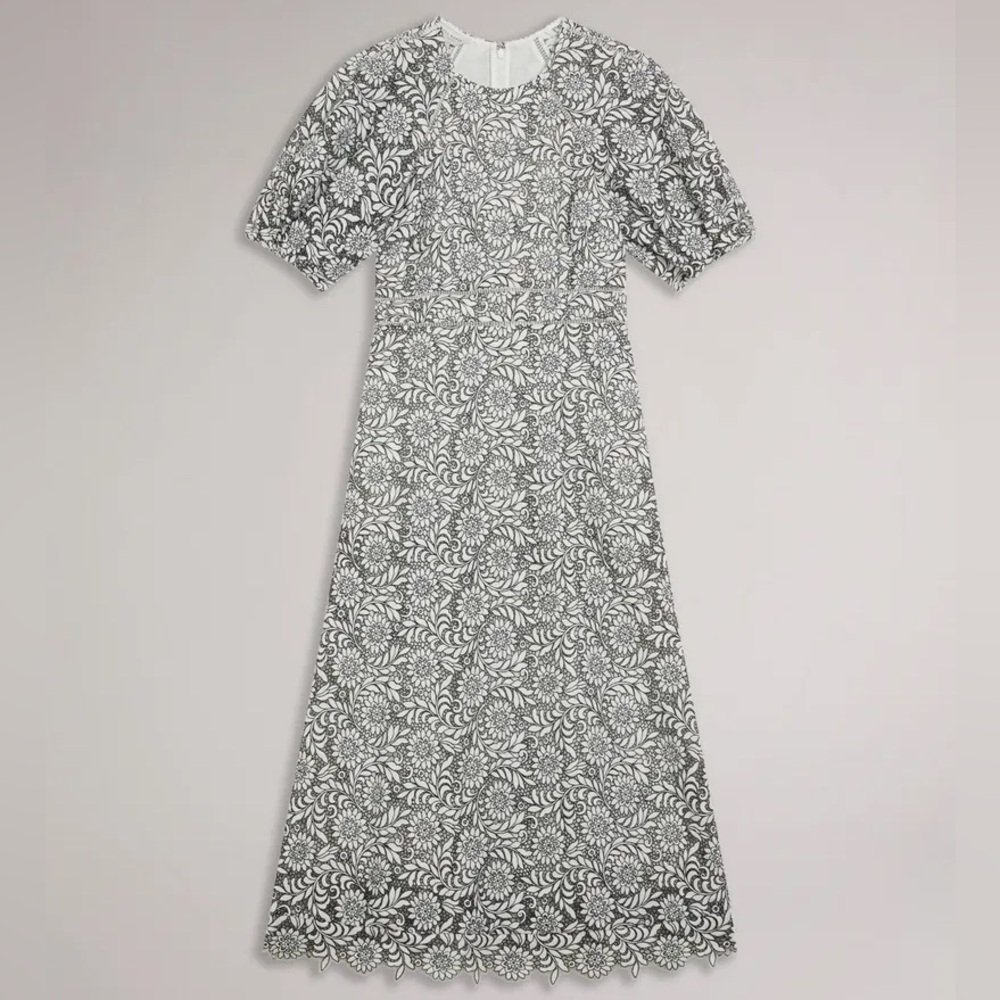 Ayyah Full Skirted Lace Midi Dress